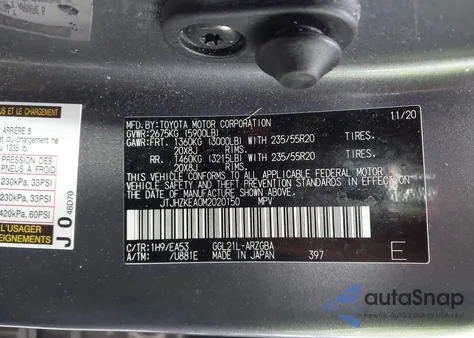 2021 Lexus Rx 350L из США, поврежденный, VIN JTJHZKEA0M2020150